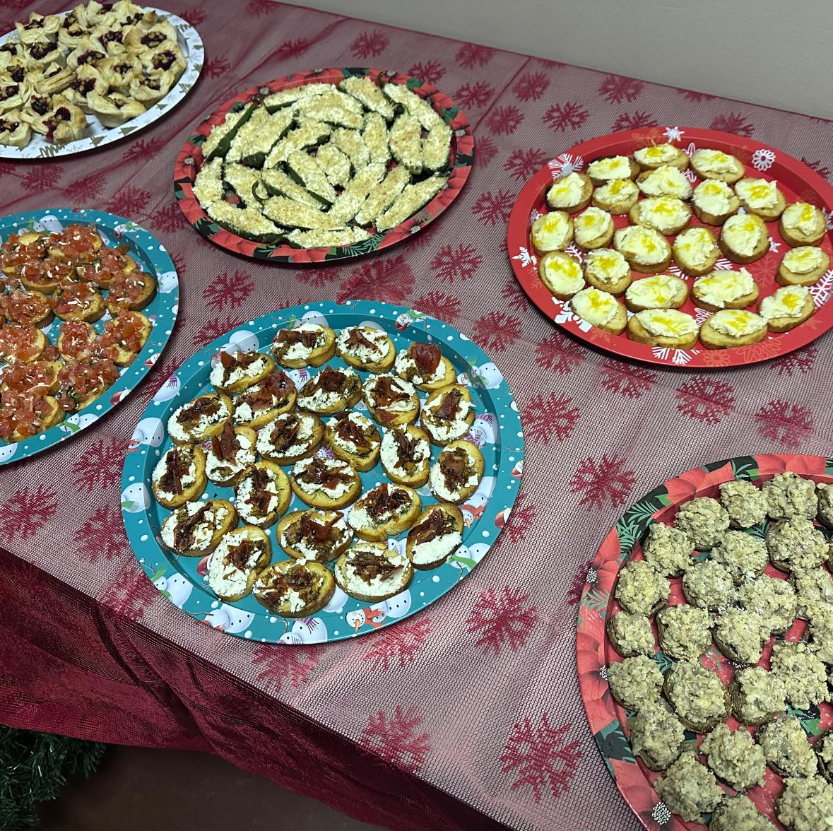 Holiday appetizer platters spread