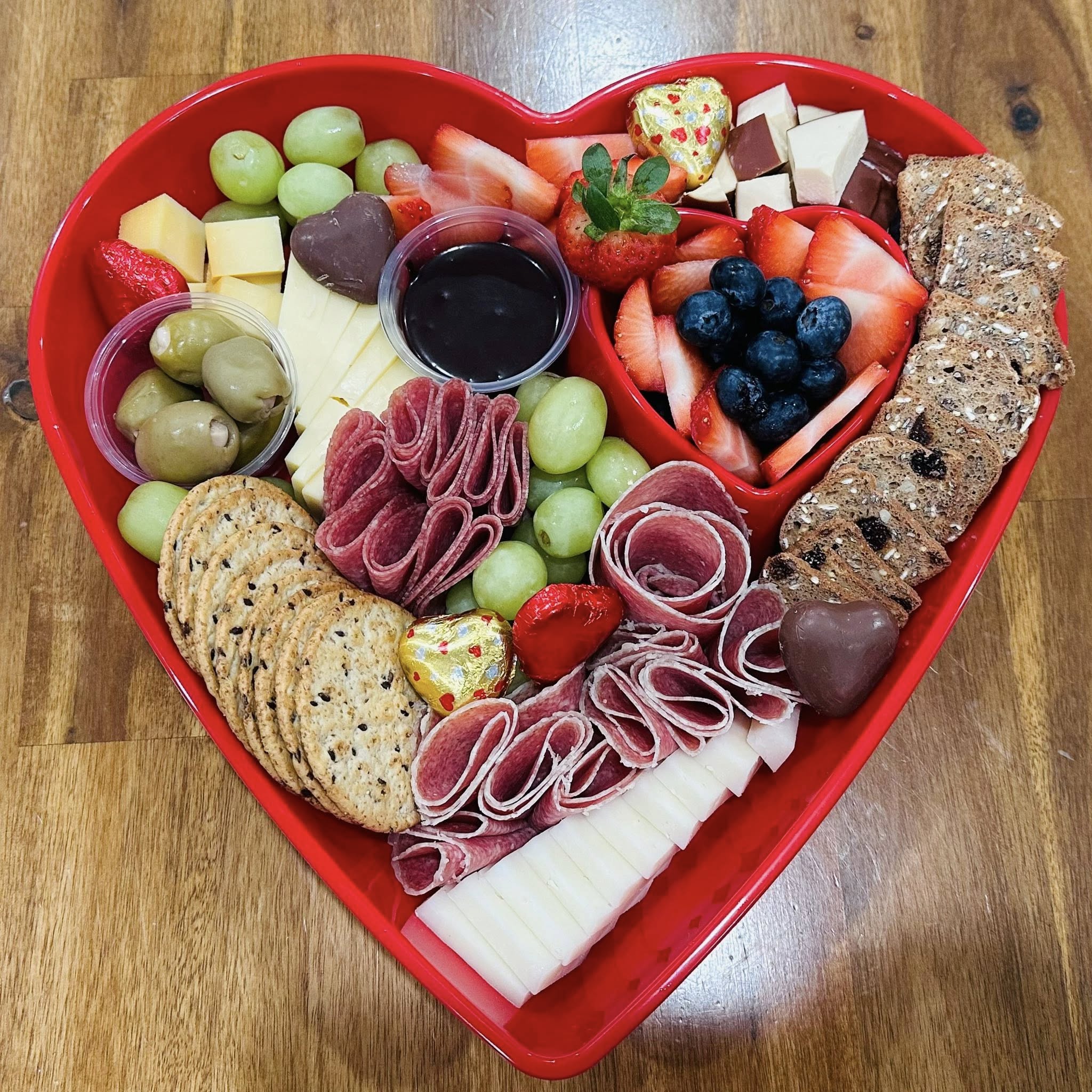Heart-shaped Valentine's charcuterie board